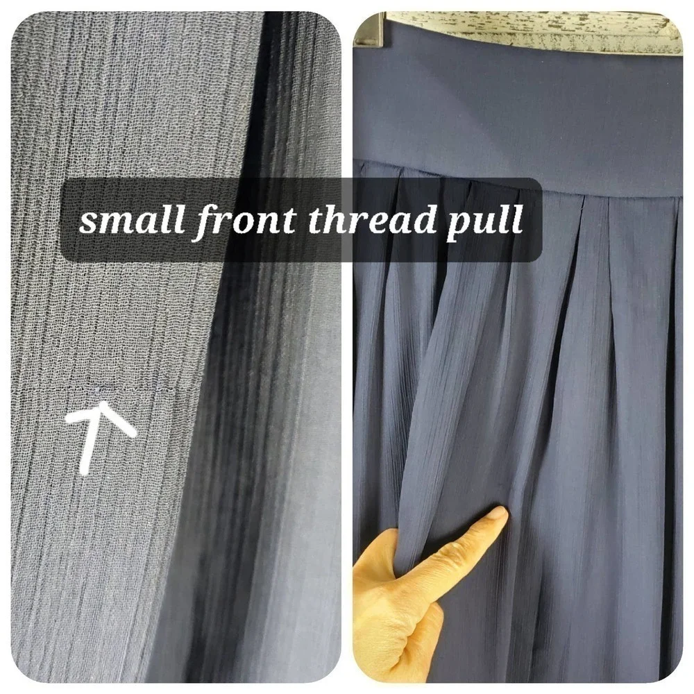 White House Black Market Soft Pleated Navy Blue Chiffon Business Skirt Size 8